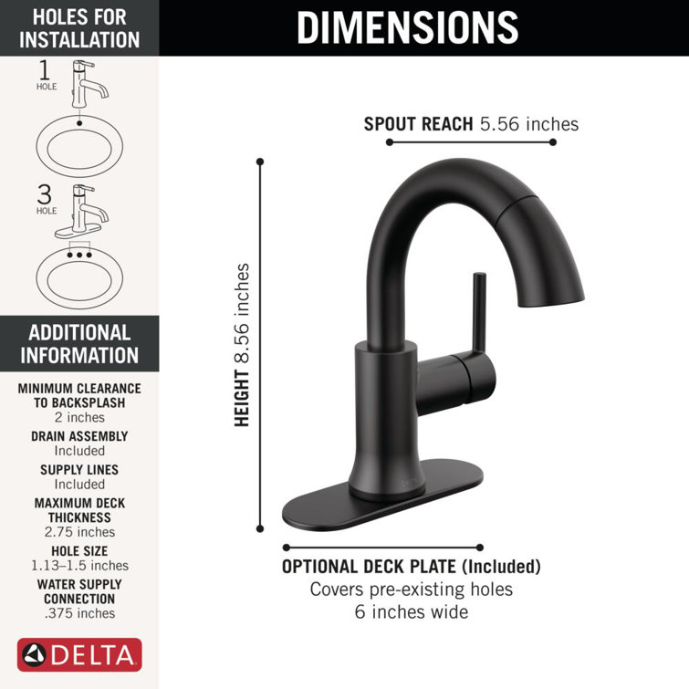 Matte Black Single Handle Pull Down Bathroom Faucet