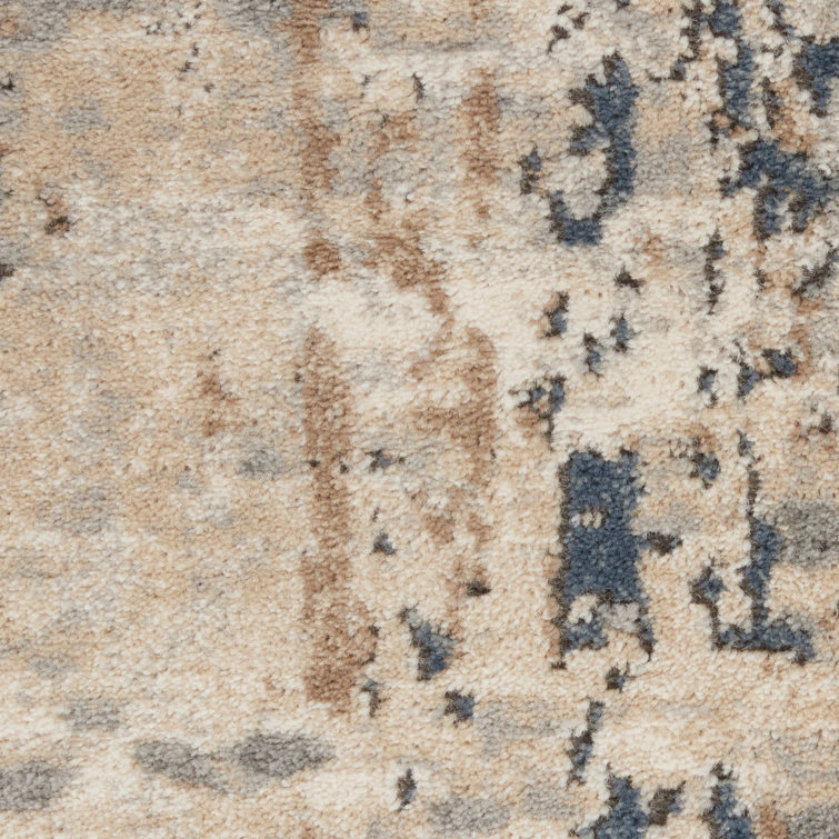 Gray and Beige Abstract 6' x 9' Synthetic Area Rug