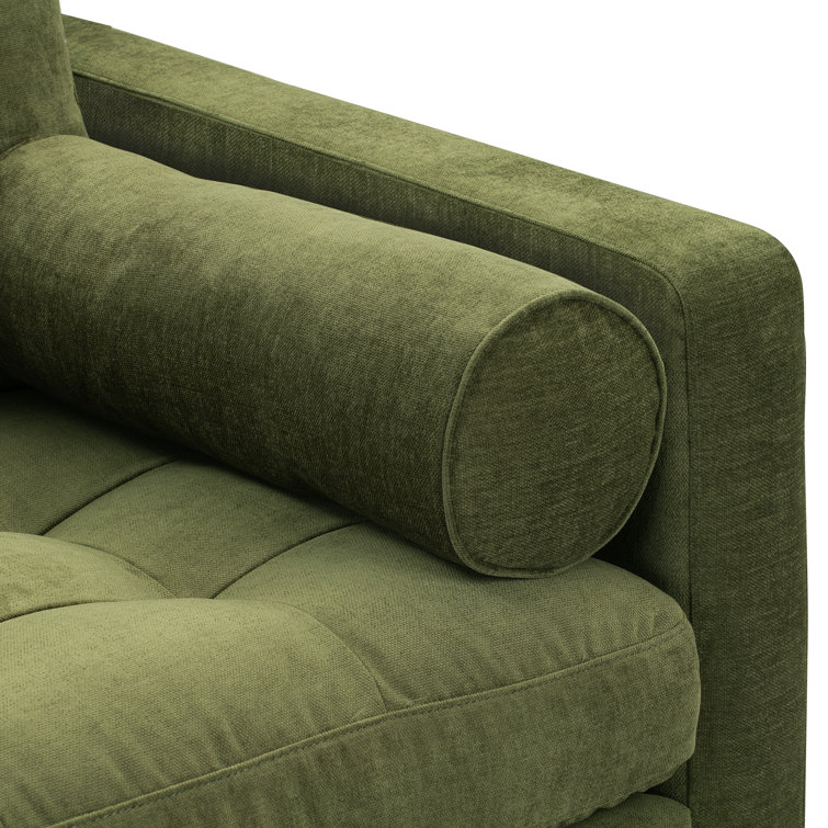 Napa 42" Distressed Green Velvet Armchair with Walnut Wood Legs