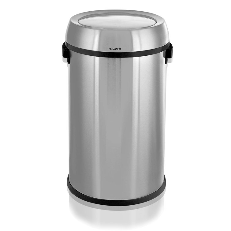Stainless Steel 17-Gallon Commercial Trash Can with Swing Lid