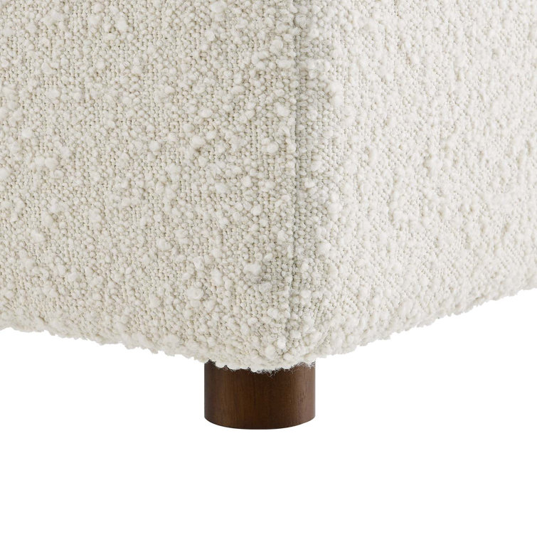 Ivory Boucle Fabric Overstuffed Corner Chair with Down Filling