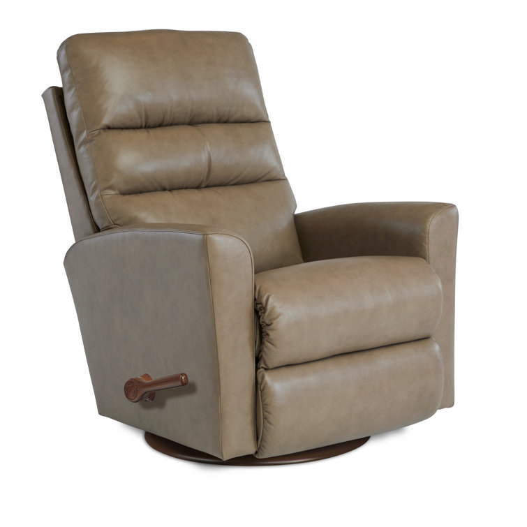 Espresso Leather Match Rocker Recliner with Square Arms