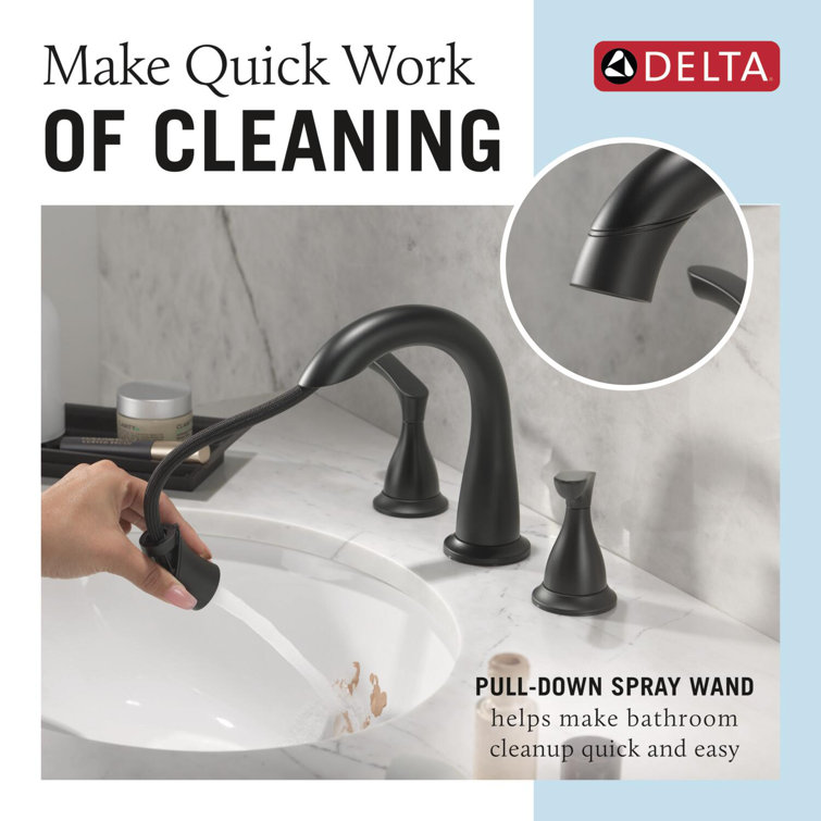 Matte Black High Arc Double Handle Bathroom Faucet