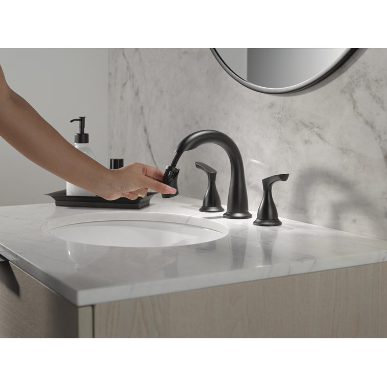 Matte Black High Arc Double Handle Bathroom Faucet