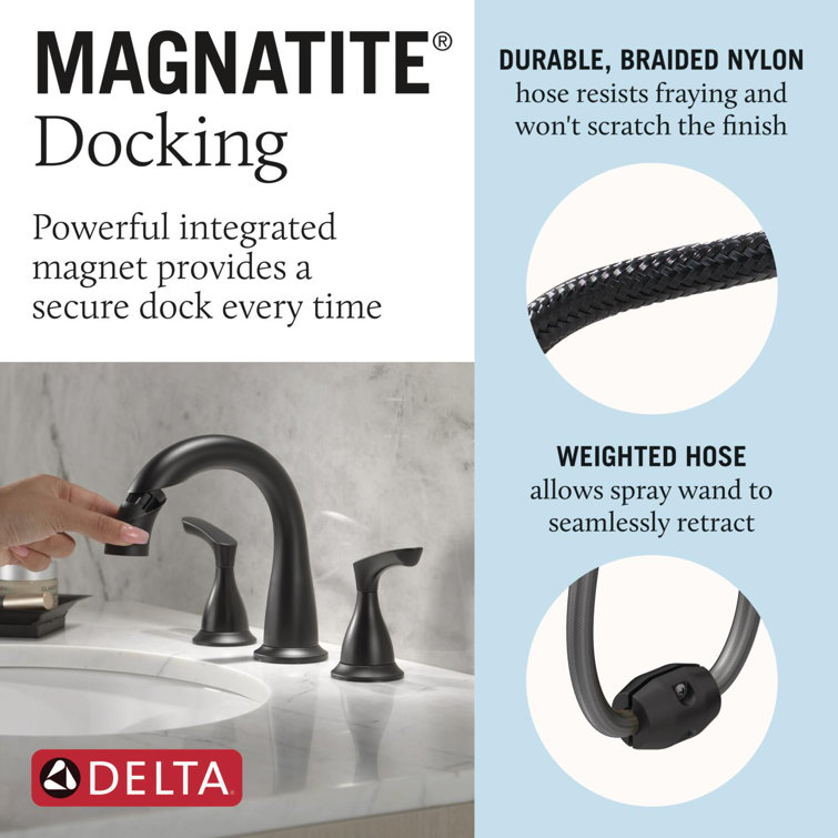 Matte Black High Arc Double Handle Bathroom Faucet