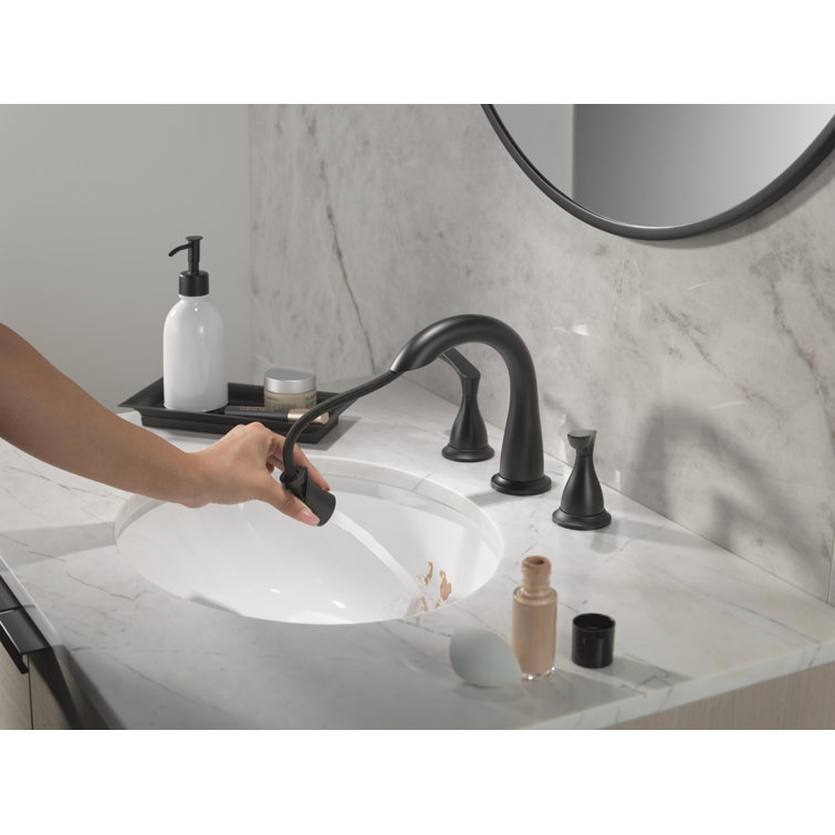 Matte Black High Arc Double Handle Bathroom Faucet