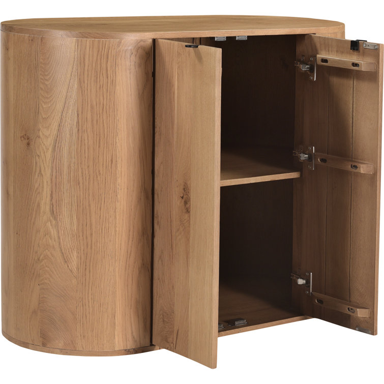 Natural Oak Curved Minimalist Buffet Sideboard