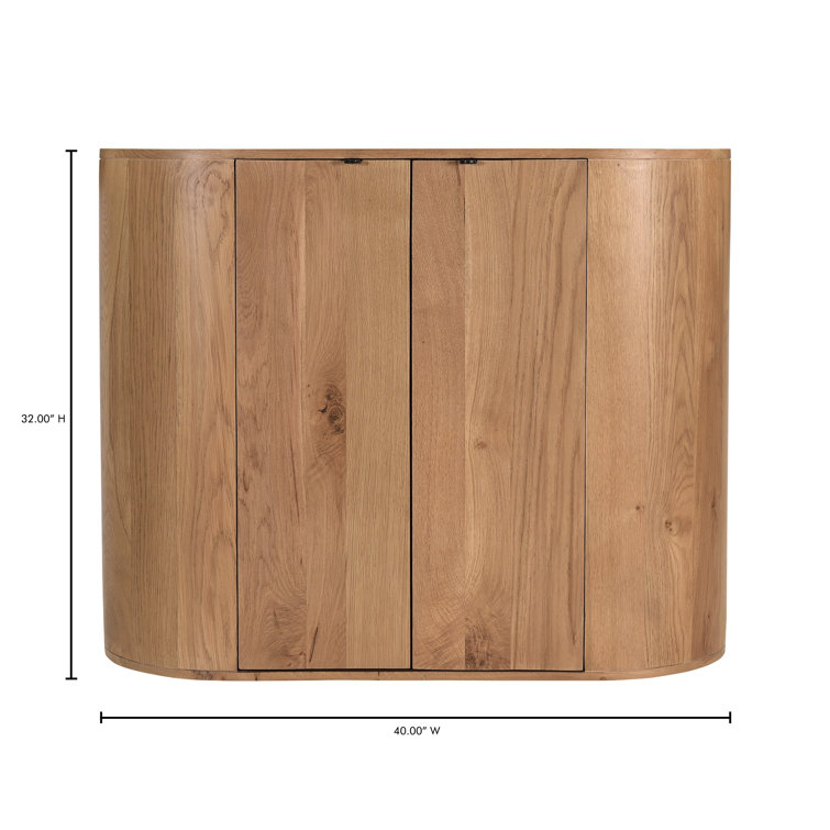 Natural Oak Curved Minimalist Buffet Sideboard