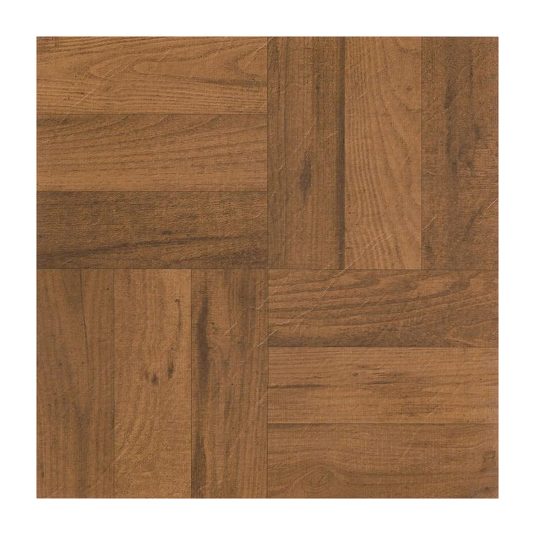Medium Oak Parquet Self-Adhesive Vinyl Floor Tiles, 12" x 12"
