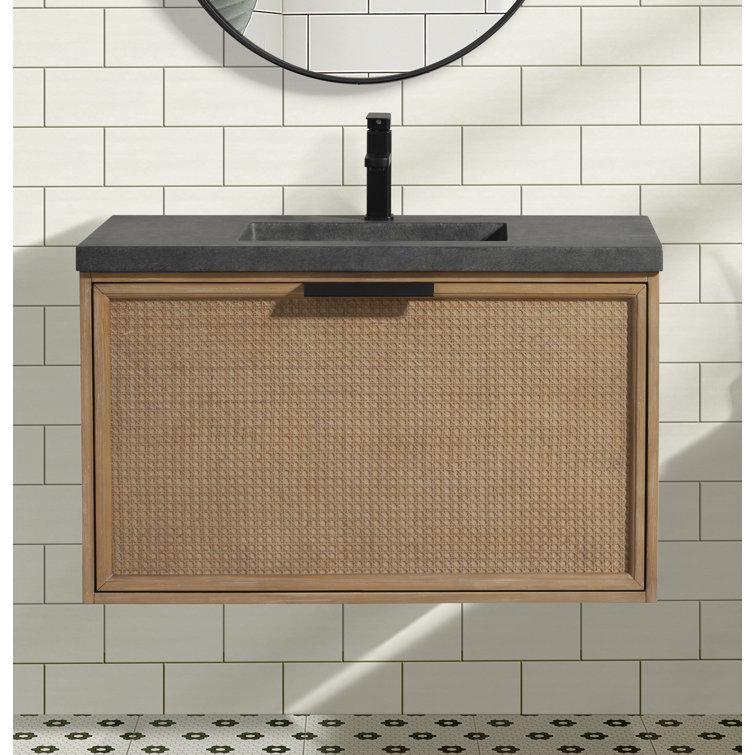 36'' Weathered Fir and Concrete Floating Bathroom Vanity