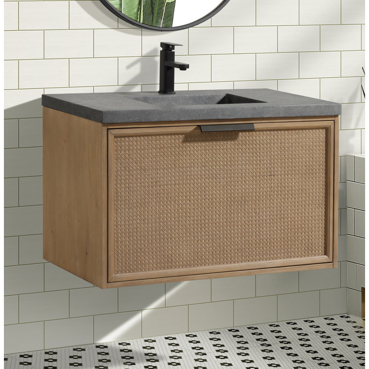 36'' Weathered Fir and Concrete Floating Bathroom Vanity