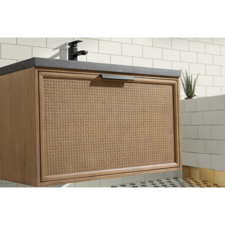 36'' Weathered Fir and Concrete Floating Bathroom Vanity