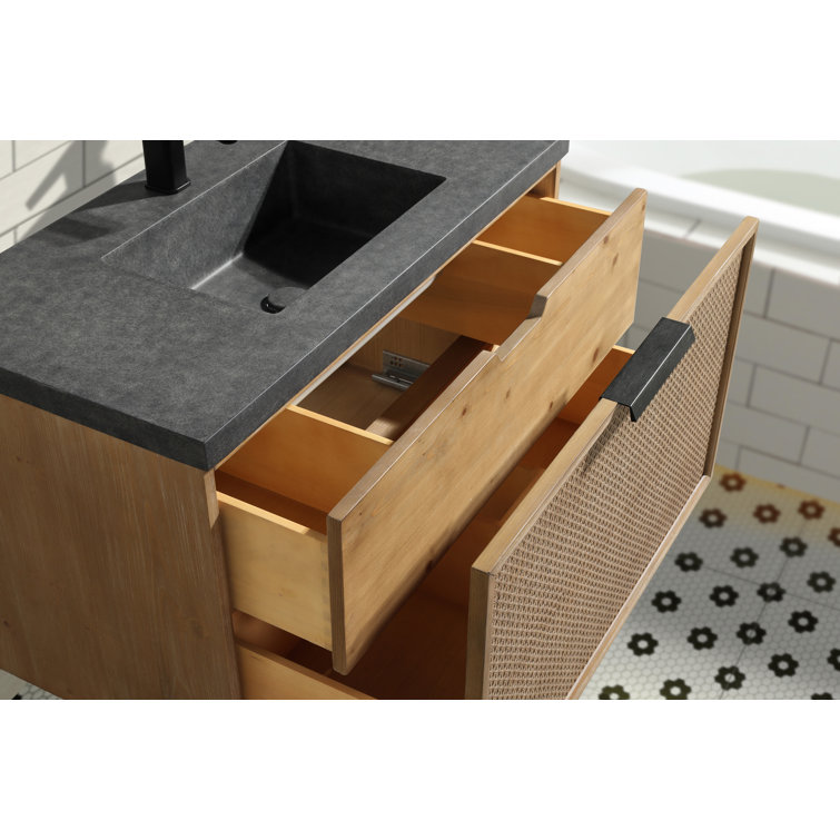 36'' Weathered Fir and Concrete Floating Bathroom Vanity