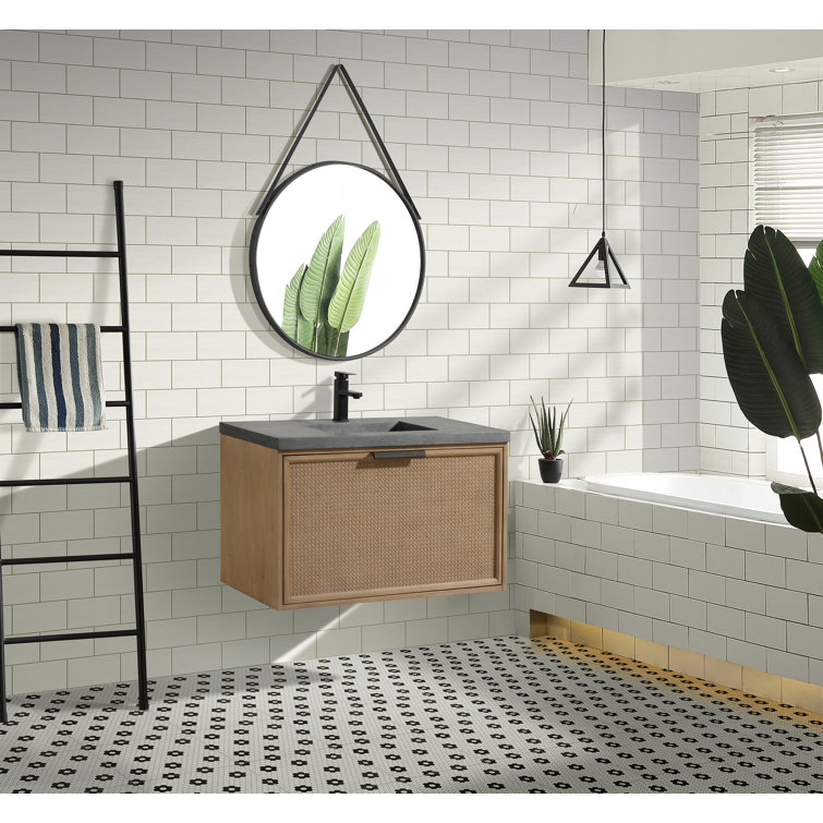 36'' Weathered Fir and Concrete Floating Bathroom Vanity