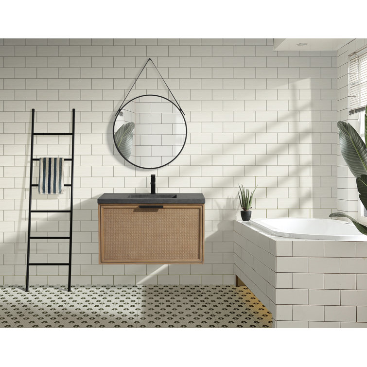 36'' Weathered Fir and Concrete Floating Bathroom Vanity