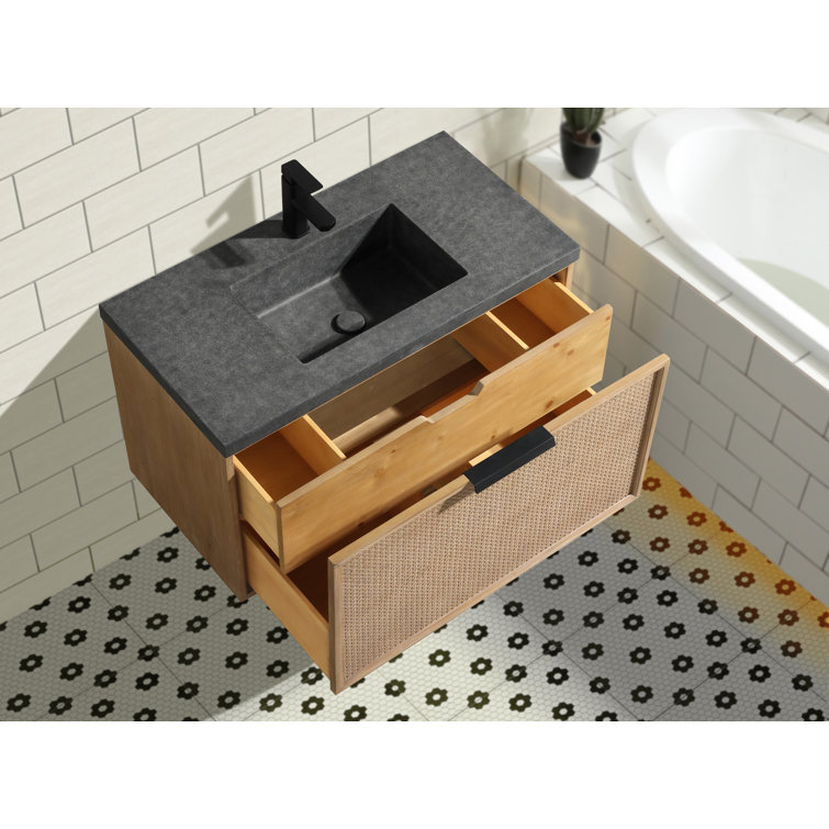 36'' Weathered Fir and Concrete Floating Bathroom Vanity