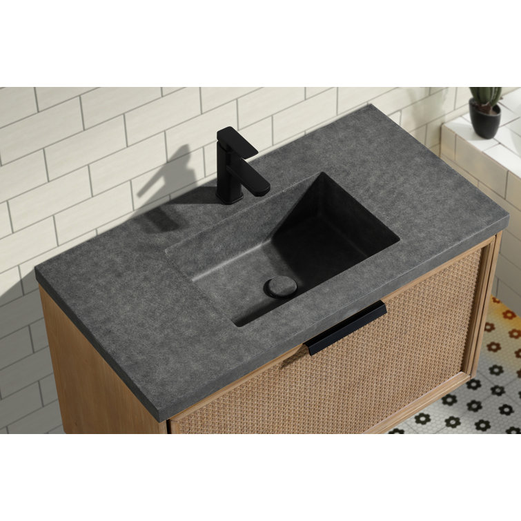 36'' Weathered Fir and Concrete Floating Bathroom Vanity