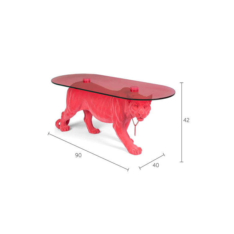 Pink Panther Glass Top Coffee Table with Resin Base