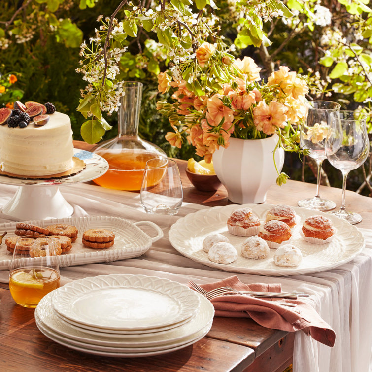 White Porcelain 12-Piece Embossed Dinnerware Set