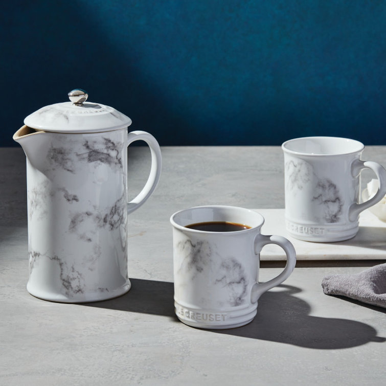 14 Oz. White Marble Ceramic Mug