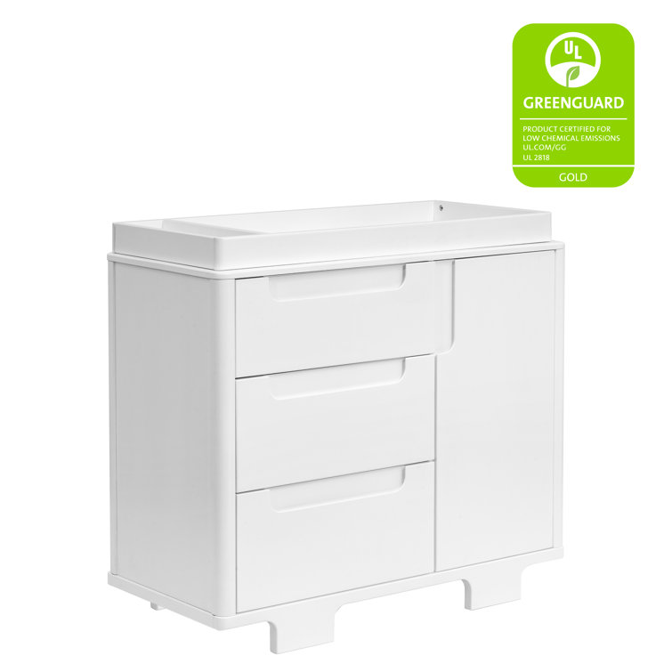 Yuzu Modern White 3-Drawer Dresser with Changing Tray