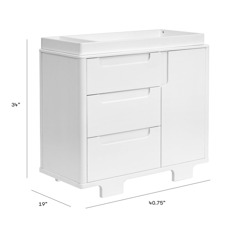 Yuzu Modern White 3-Drawer Dresser with Changing Tray