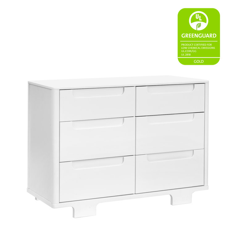 Yuzu Modern White 6-Drawer Dresser with Playful Arched Feet