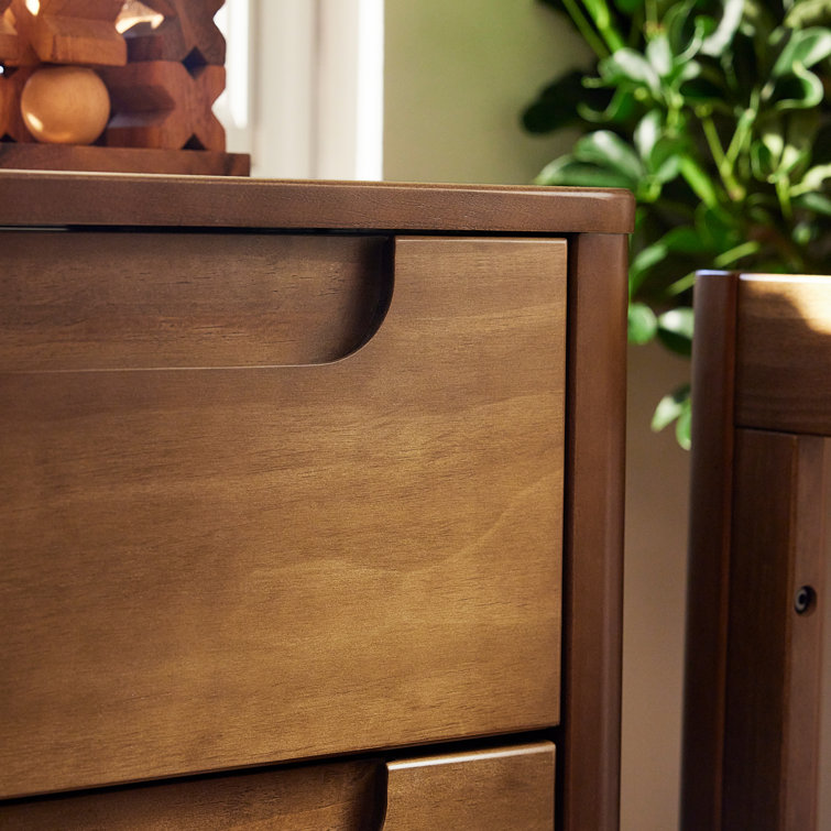 Natural Walnut Double Ball Bearing Nursery Dresser