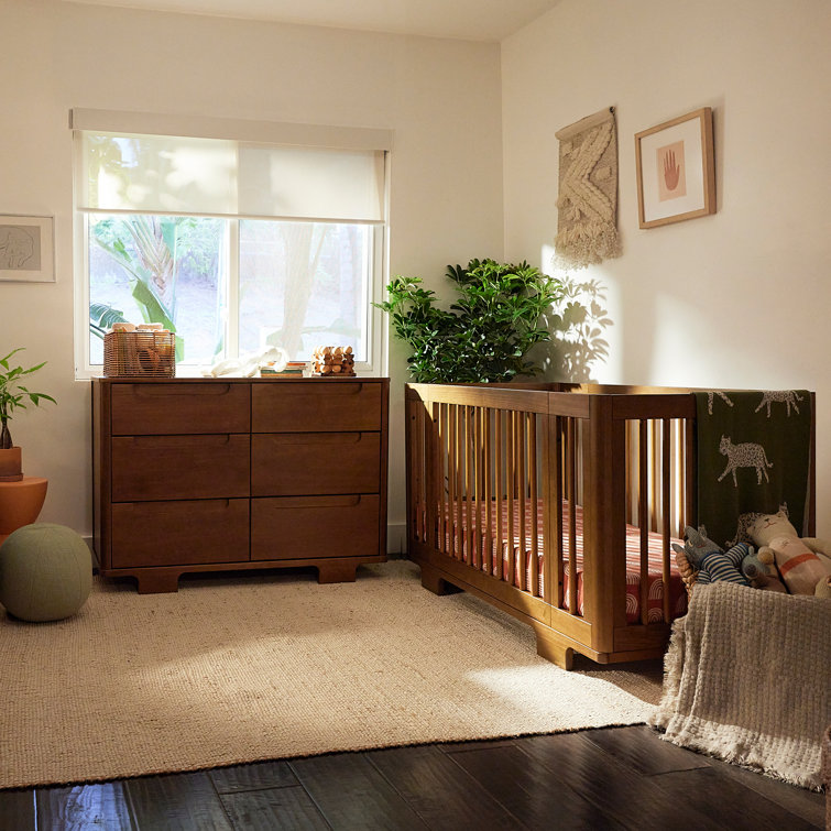 Natural Walnut Double Ball Bearing Nursery Dresser