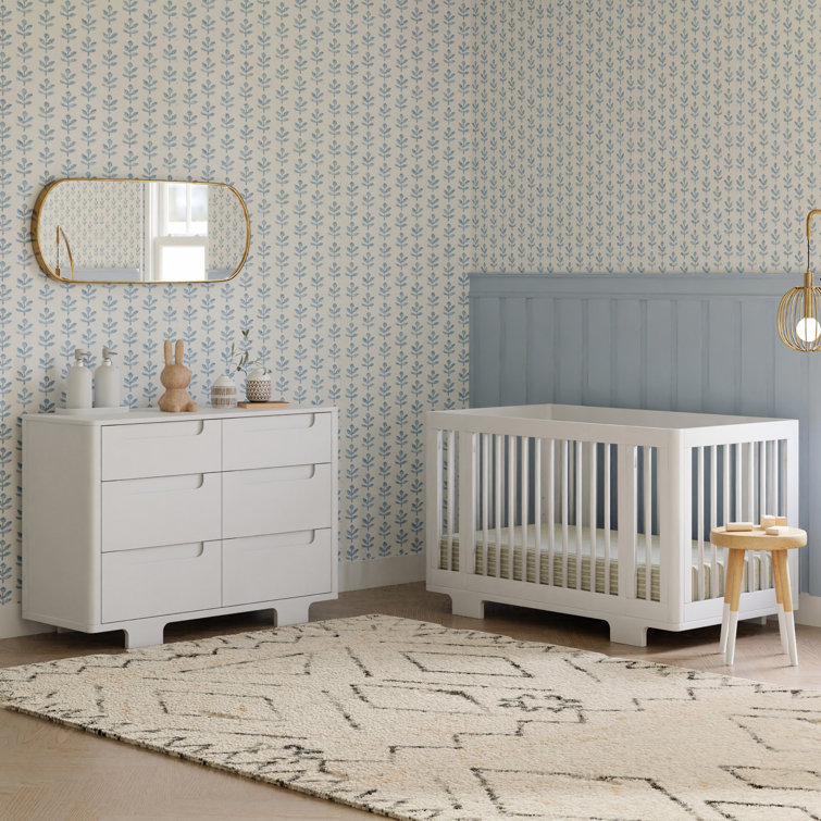 Yuzu Modern White 6-Drawer Dresser with Playful Arched Feet