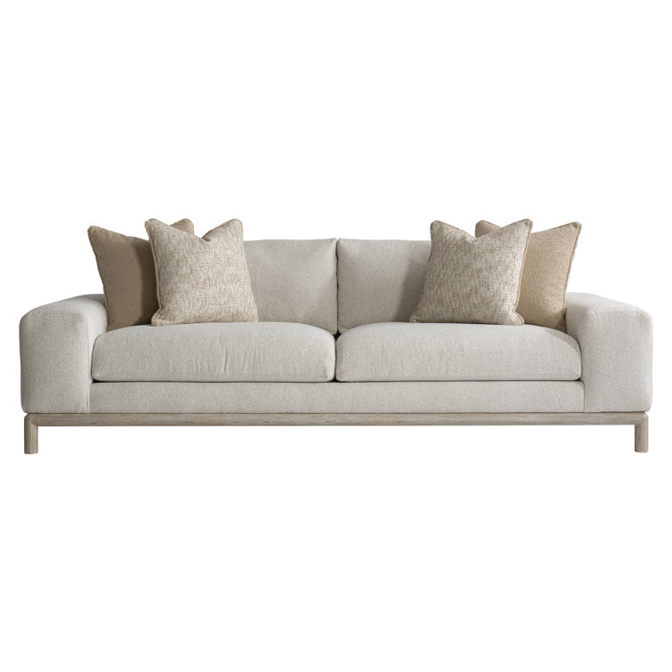 Hadley Cream Fabric Sofa with Pillow-top Arms and Wood Frame