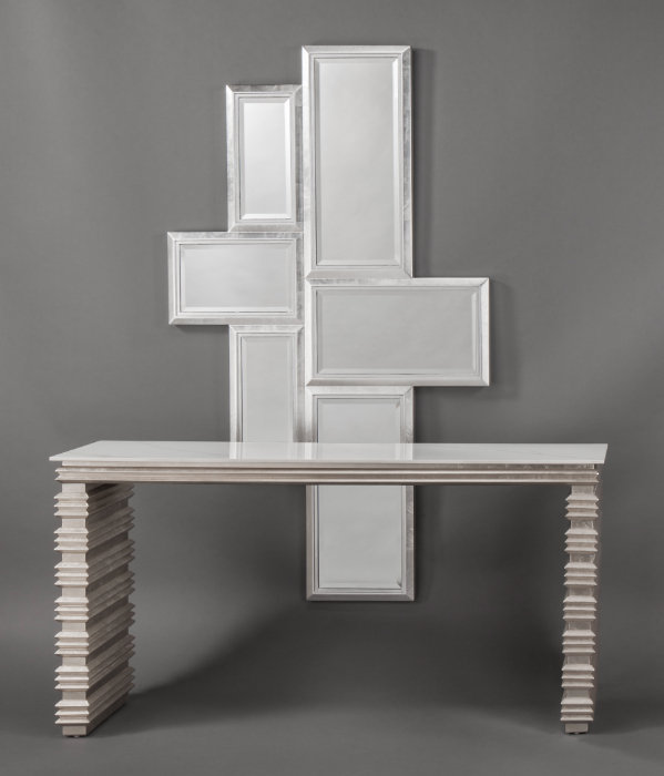 Silver Rectangular Wood Multi-Panel Wall Mirror