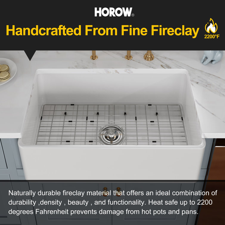Hadley 30" White Fireclay Farmhouse Kitchen Sink