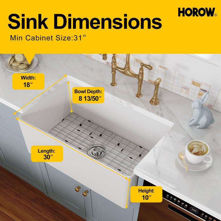 Hadley 30" White Fireclay Farmhouse Kitchen Sink