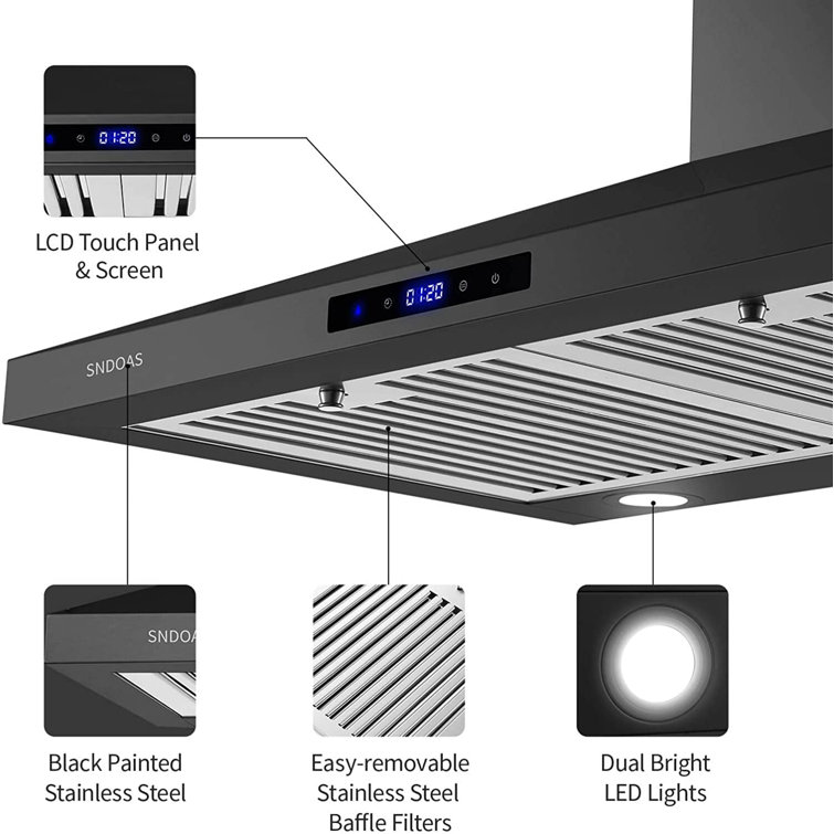 30'' Black Stainless Steel Convertible Wall Mounted Range Hood