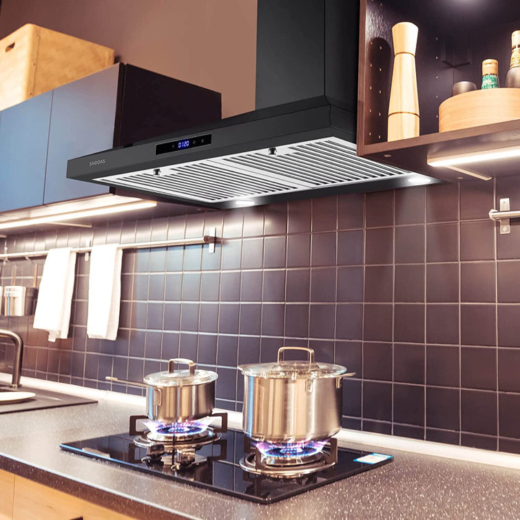 30'' Black Stainless Steel Convertible Wall Mounted Range Hood