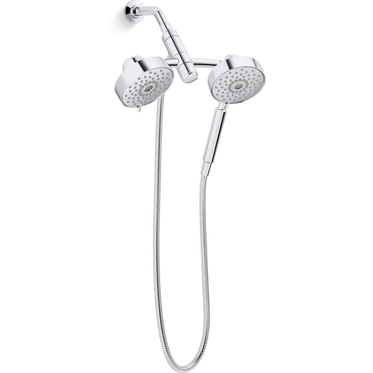 Polished Chrome Dual Head Wall Mounted Shower System