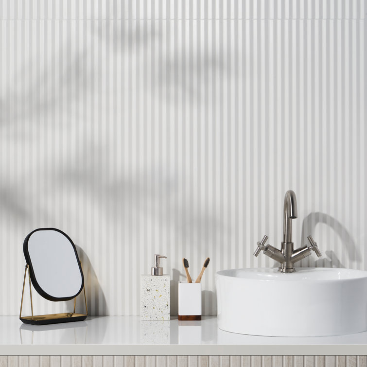 Linear White 12x36 Matte Ceramic Wall Tile