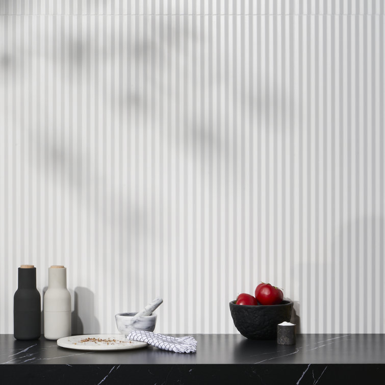 Linear White 12x36 Matte Ceramic Wall Tile