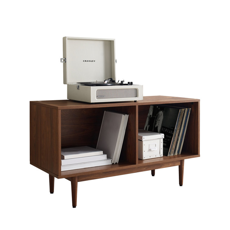 Liam Mid-Century Walnut Record Storage Console - 45in