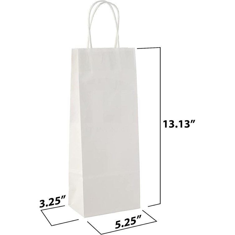 White Paper Wine Gift Bags with Handles - Pack of 24