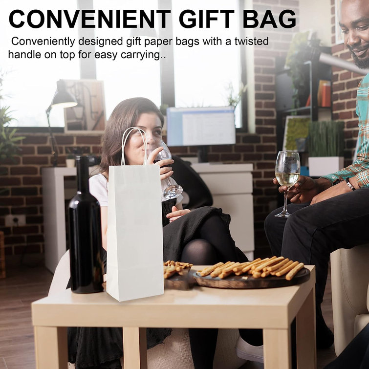 White Paper Wine Gift Bags with Handles - Pack of 24