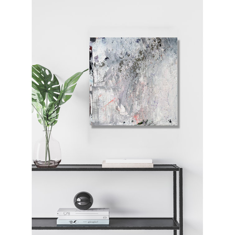 White and Gray Abstract Artist Enhanced Canvas Print, 20" x 20"