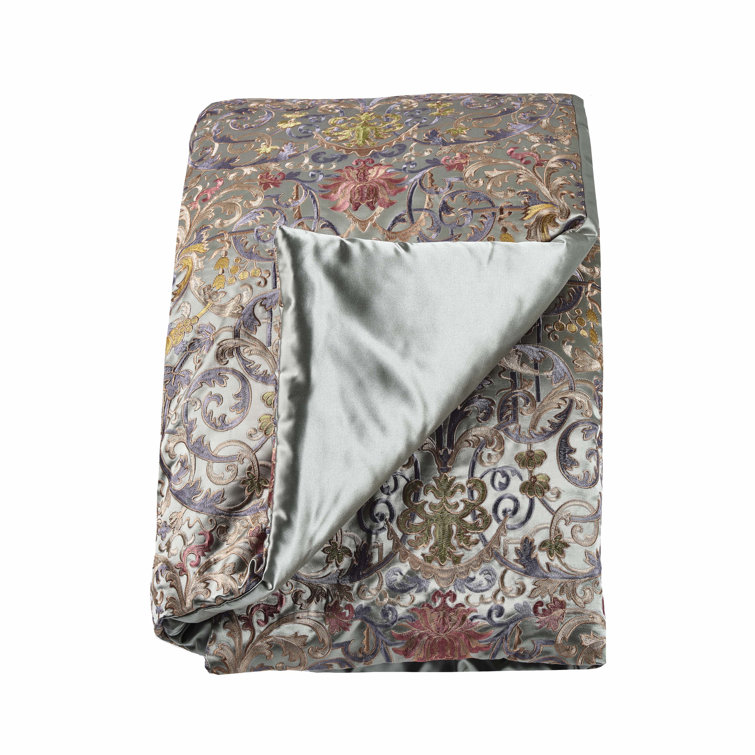 Sage Embroidered Polyester Reversible Throw Blanket
