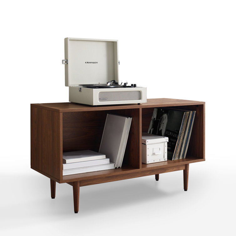 Liam Mid-Century Walnut Record Storage Console - 45in