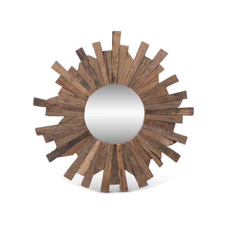 Rustic Recycled Wood Sunburst Wall Mirror