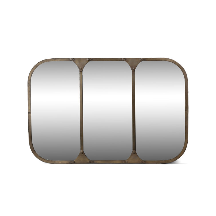 Brown Metal Framed Horizontal and Vertical Wall Mirror
