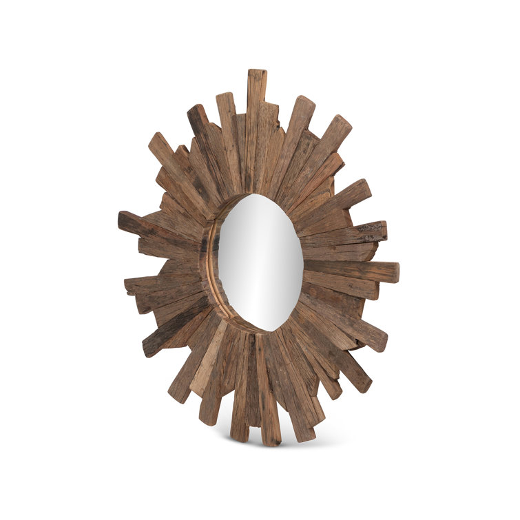 Rustic Recycled Wood Sunburst Wall Mirror