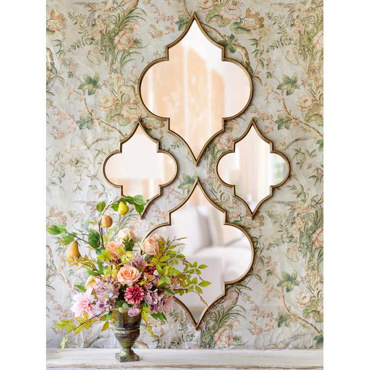 Antiqued Gold Quatrefoil Full Length Wall Mirror