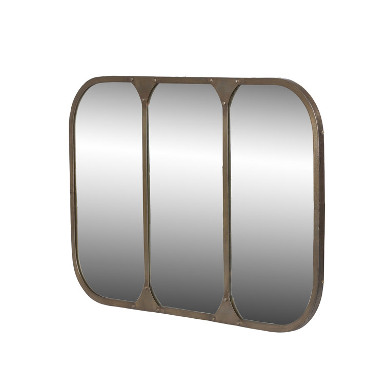 Brown Metal Framed Horizontal and Vertical Wall Mirror